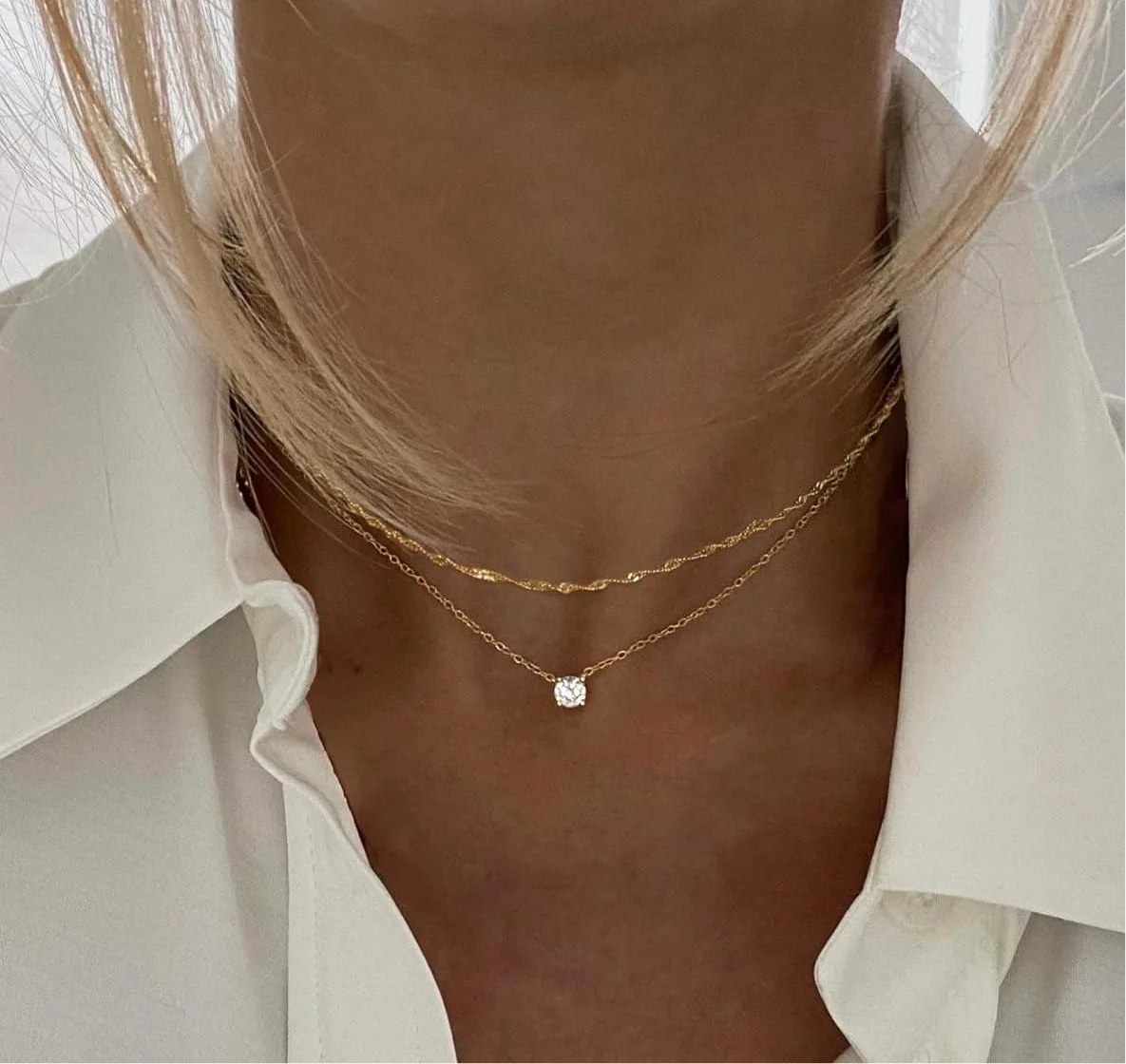 Diamant Punktlicht Halskette – Zeitlose Eleganz