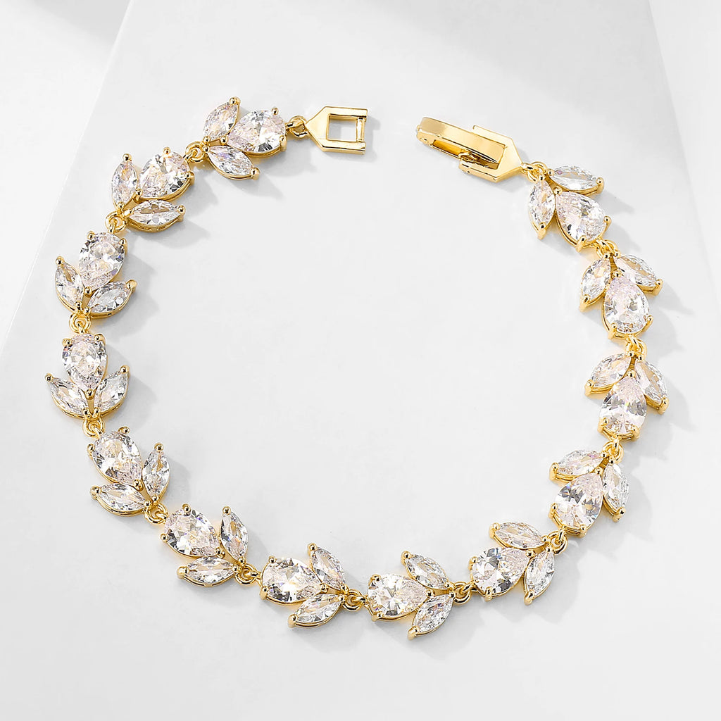 Funkelndes Blatt – Armband in Gold & Silber