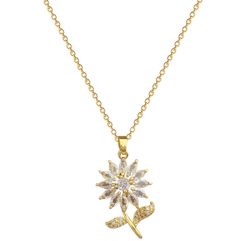 Zeitlose Sonnenblume Halskette – Elegante Goldkette für Damen