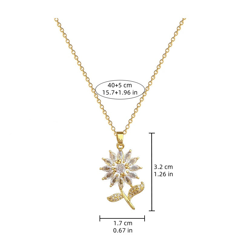 Zeitlose Sonnenblume Halskette – Elegante Goldkette für Damen